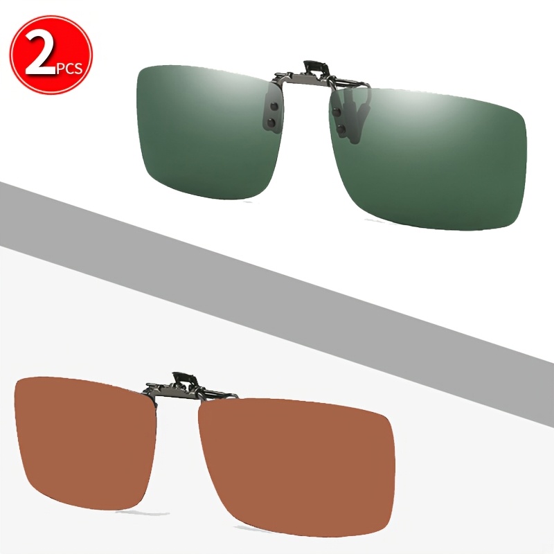 2pcs Easy Rectangle Polarized Clip-On Glasses