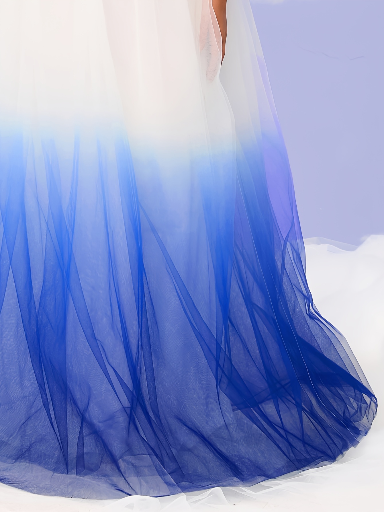 blue to white ombre dress Blue Ombre Flower Girl Dress with 3D Floral Layers Kids Princess Ball Gown J615 Blue / child-6 main image 0