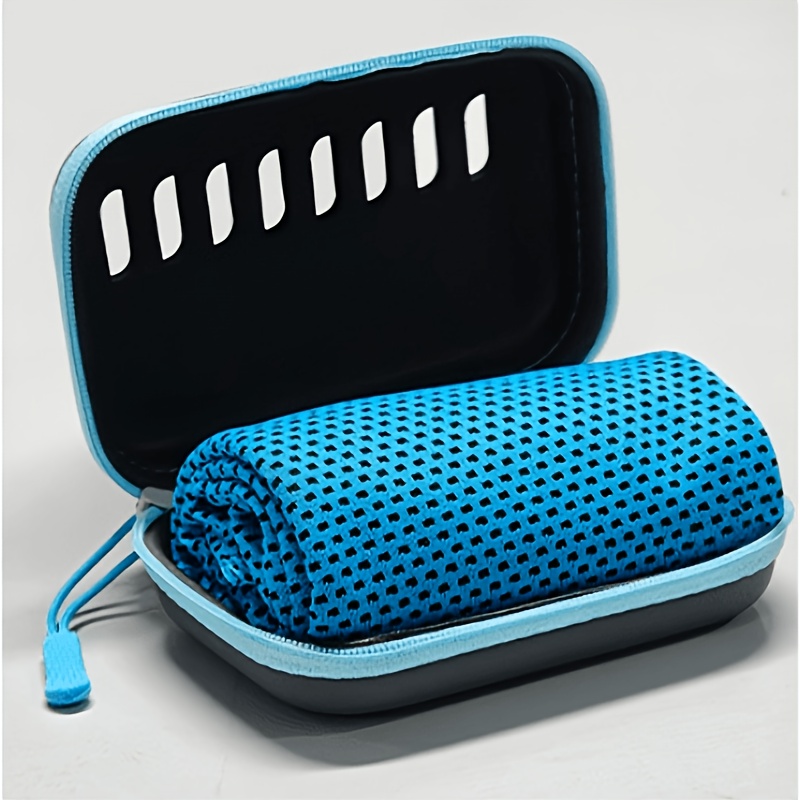 TEMU 1 asciugamano sportivo a 4 colori opzionali ad asciugatura tocco freddo con scatola di stoccaggio EVC - , portatile, lavabile in lavatrice, per