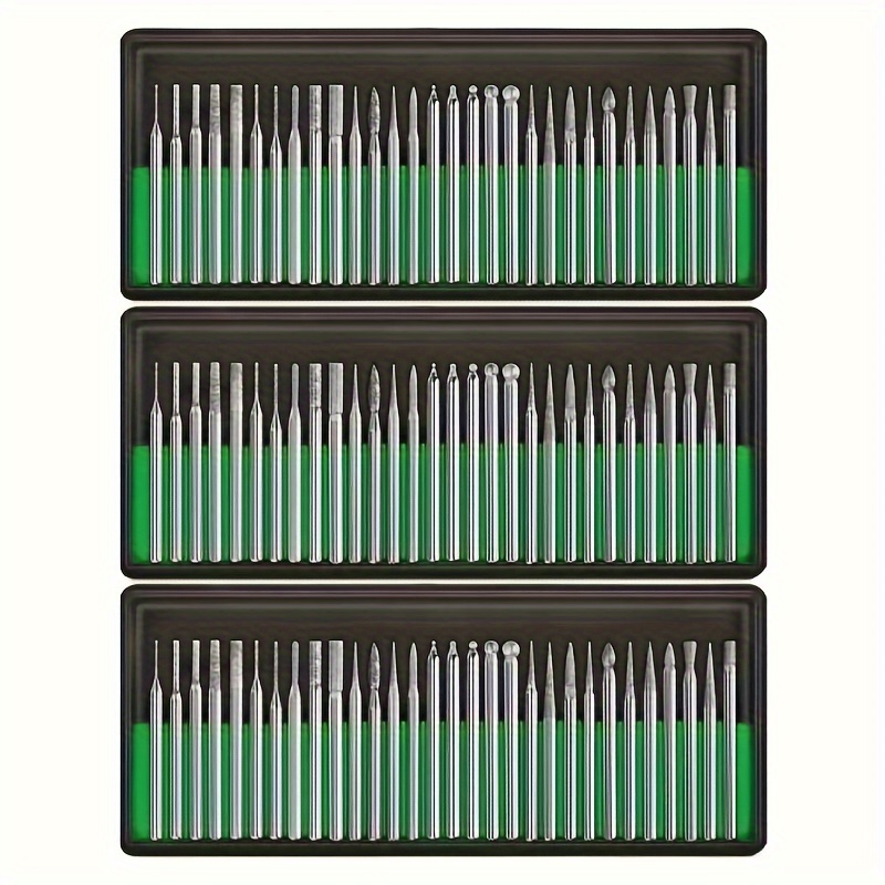 Image of 90pcs/3 Sets Diamond Burr Bits Drill Kit For Rotary Tool Metal Woodworking Router Grinding Engraving Carving- 1/8"(3mm) Shank, Metal Woodworking Router Grinding Engraving Carving