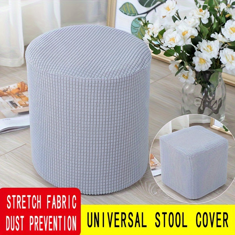 

1pc Stretch Stool Slipcover, Round Ottoman Cover, Stool Cover Furniture Protector, For Bedroom Office Living Room Home Decor