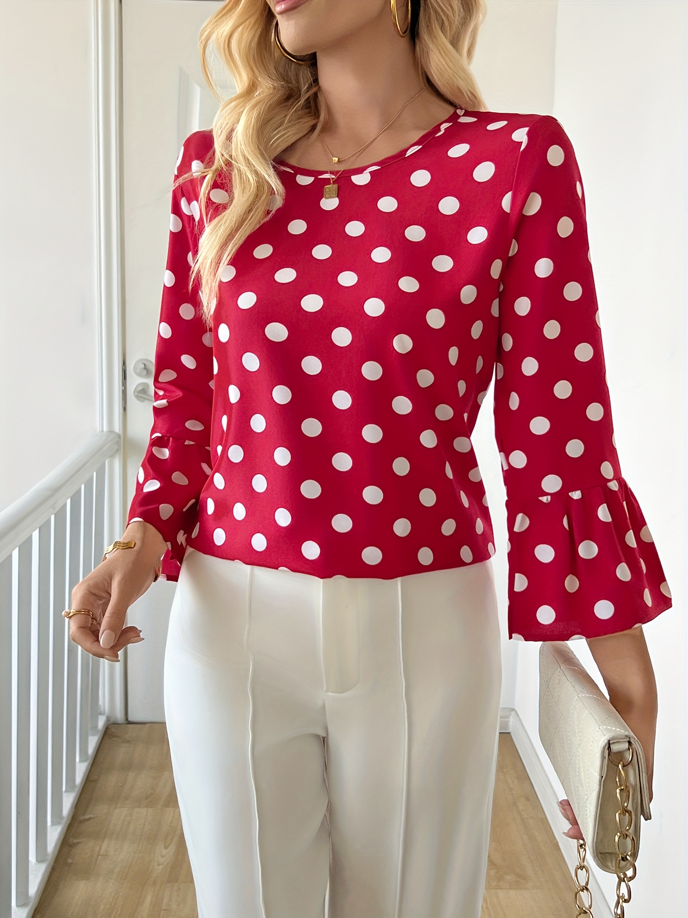 polka dot blouse womens sold on Temu United States