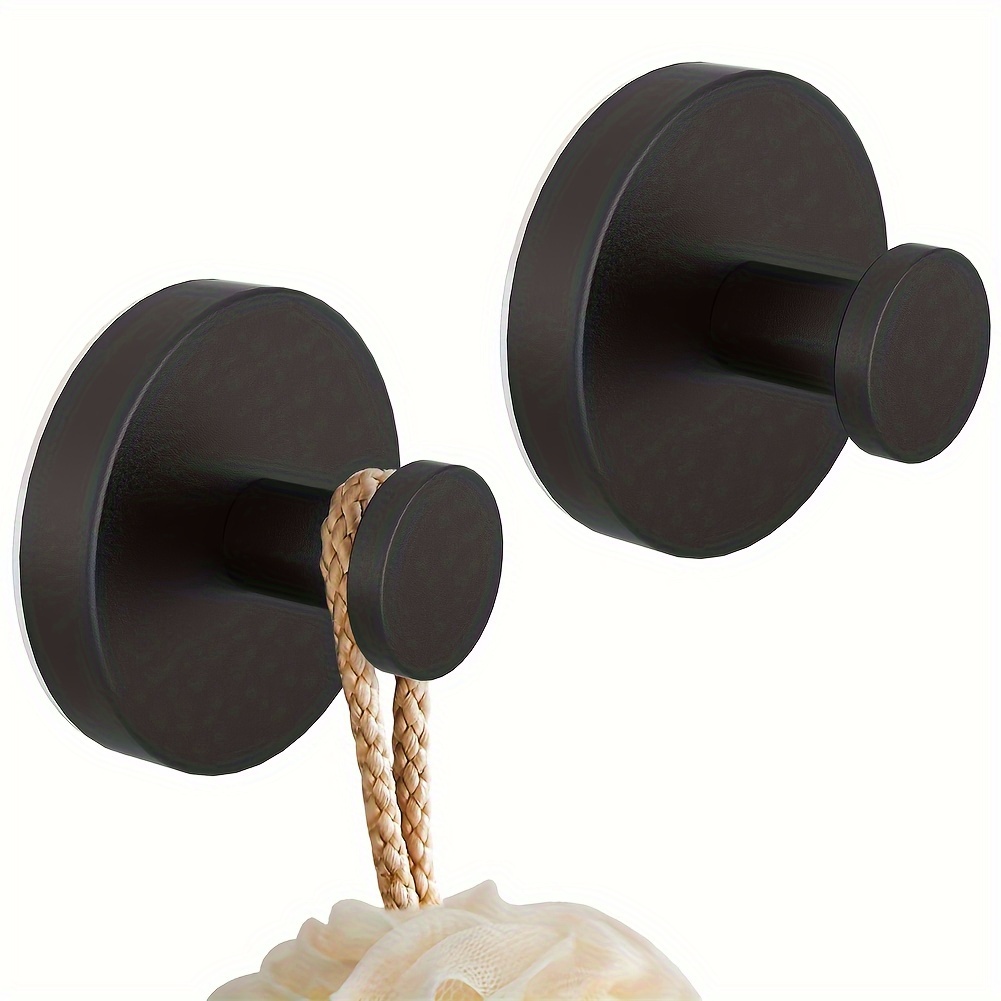 

2-piece Matte Black Suction Cup Hooks For Shower - Versatile Wall Mount For Towels, Robes & Loofahs - Ideal For Glass Doors, Tiles & Mirrors