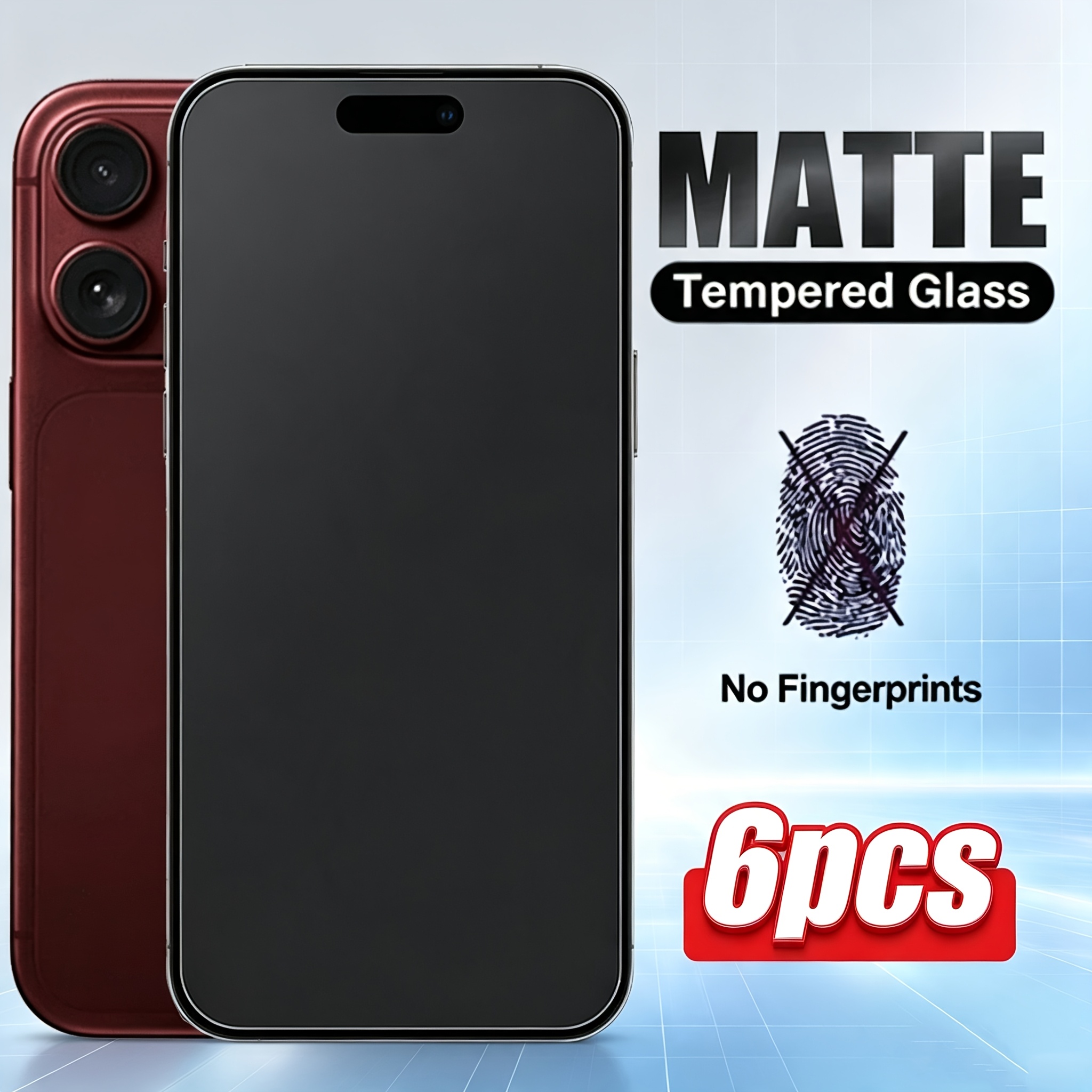 TEMU 6 stuks Full Gehard Glas voor iPhone 18 Pro Max/17 Pro/18 Pro/Air/16E/17E/16 Pro Max/15 Pro/17/16/15/14/Plus/13 Frosted Screen Protector voor