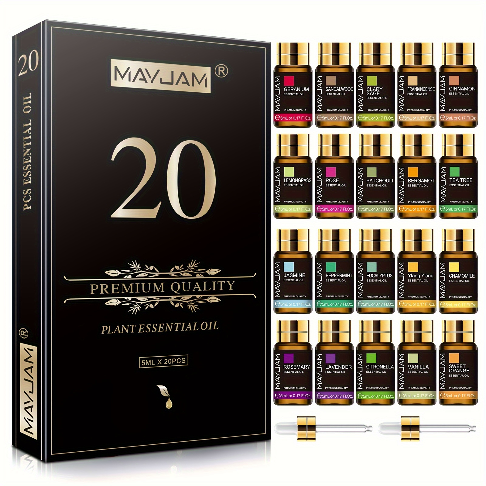 

Mayjam 20pcs 5ml/0.17fl.oz Essential Oils Set Gift Kit For Diffusers Humidifier Valentine's Day