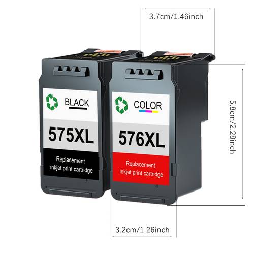 2 kpl pg-575xl cl-576xl 575 xl 576 xl multipack remanufactured -tulostinkasetit, yhteensopivat 575 576 -kasettien kanssa, ts3550i ts3551i tr4750i tr4751i -tulostimille
