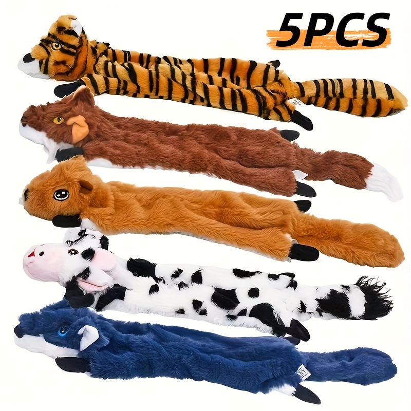 TEMU 5pcs Chew-resistant & Stuffing-free Dog Squeaky Set With Crinkle - Plush Teething & Chewing Companion For Large/medium Dogs, Chewproof Puppy Toys For All Breed Sizes (puppies & Dogs)