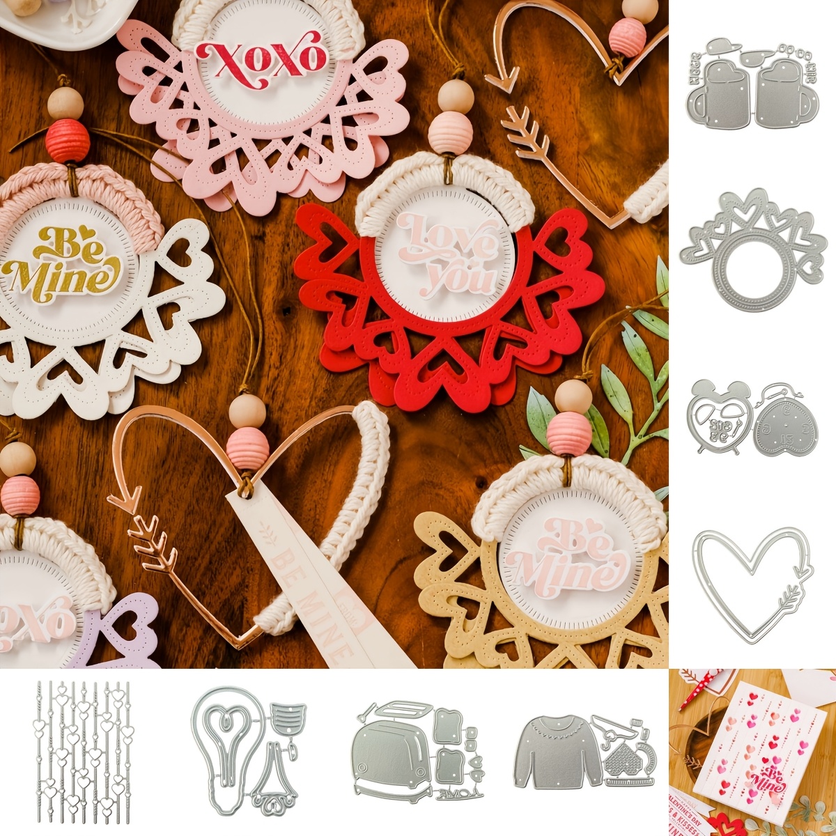 

Valentine's Day Theme Decoration Set Metal Cutter Molds Suitable For Diy Scrapbooking, Business Card Printing And Craft Embossing Decoration