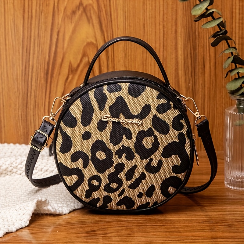 Image of Guangzhou Production Area, Women's Leopard Print Crossbody Bag, Fashionable Small Round Women', Casual Single-shoulder Handbag, Women' And Phone Pouch