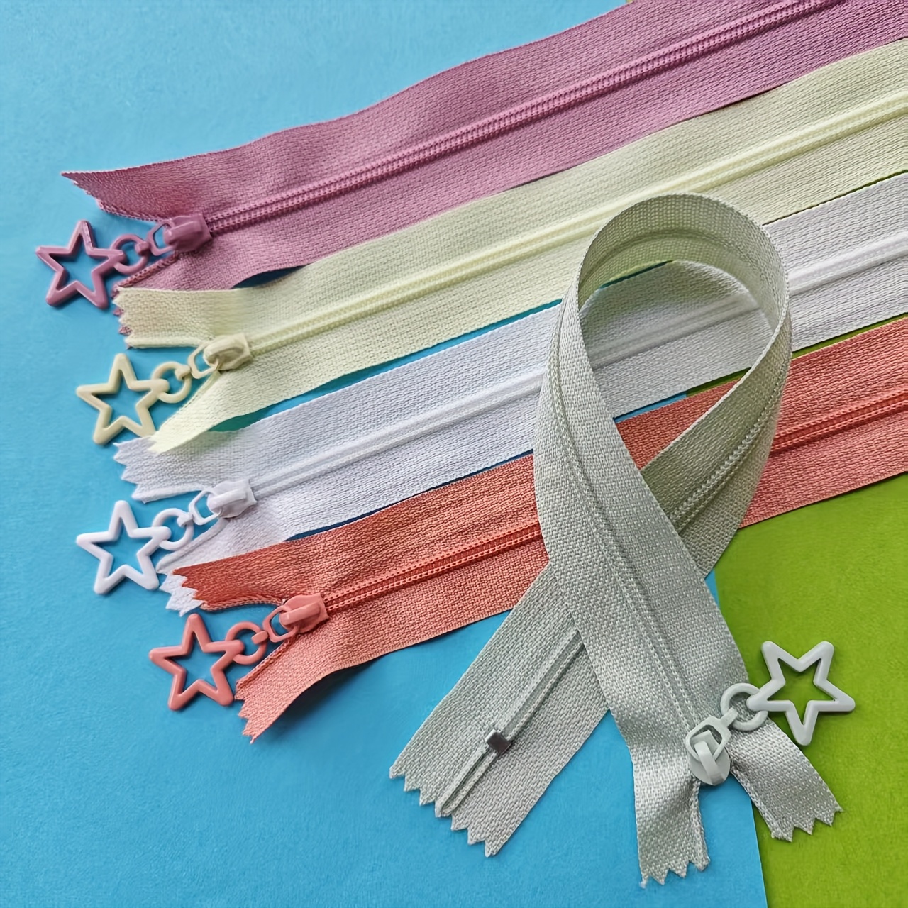5pcs Star-shaped Nylon Zipper Tapes | Closed Zipper 25cm | 10 Colors, Nylon Zipper | Durable And Clothing Zipper Slider