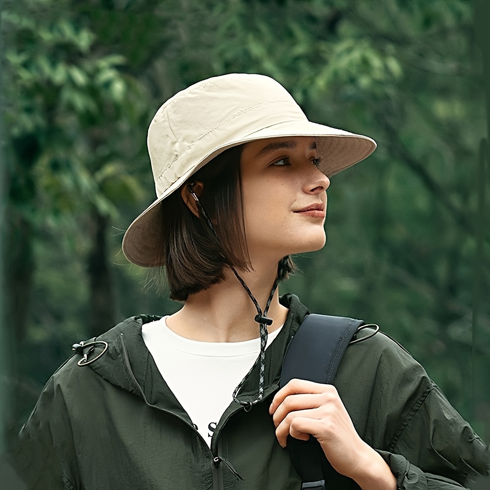 Solid Color Waterproof Bucket Hat Unisex Foldable Sun Hat With Storage Bag  On The Reverse Side Outdoor Hiking Fishing Boonie Hats For Women Men
