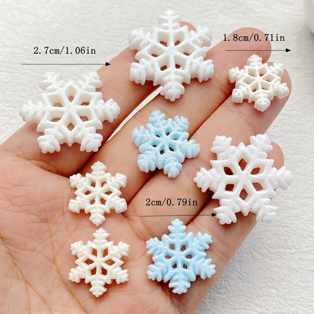 TEMU 16 piezas de de cabujón con reverso de navideños de resina blancos/azules, para álbumes de recortes, manualidades DIY, decoración navideña del