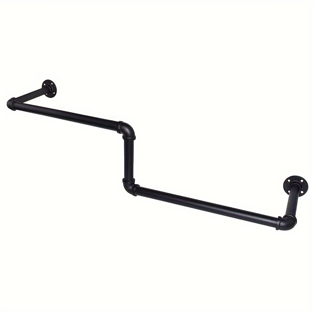 Industrial Pipeline Hanger Pole, 100 * 15cm Black Hanger Pole Wall Mounted, Detachable Metal Hanger Pole, Iron Pipe
