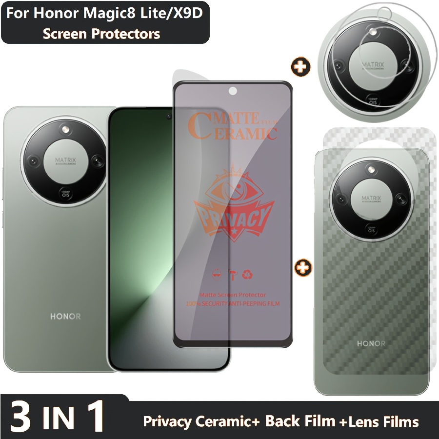 TEMU 3-in-1 Screen Protector Magic8 Lite Carbon Fiber Back Film Honor X9d Matte Privacy Films & Lens Film Magic 8lite Soft Anti Scratch