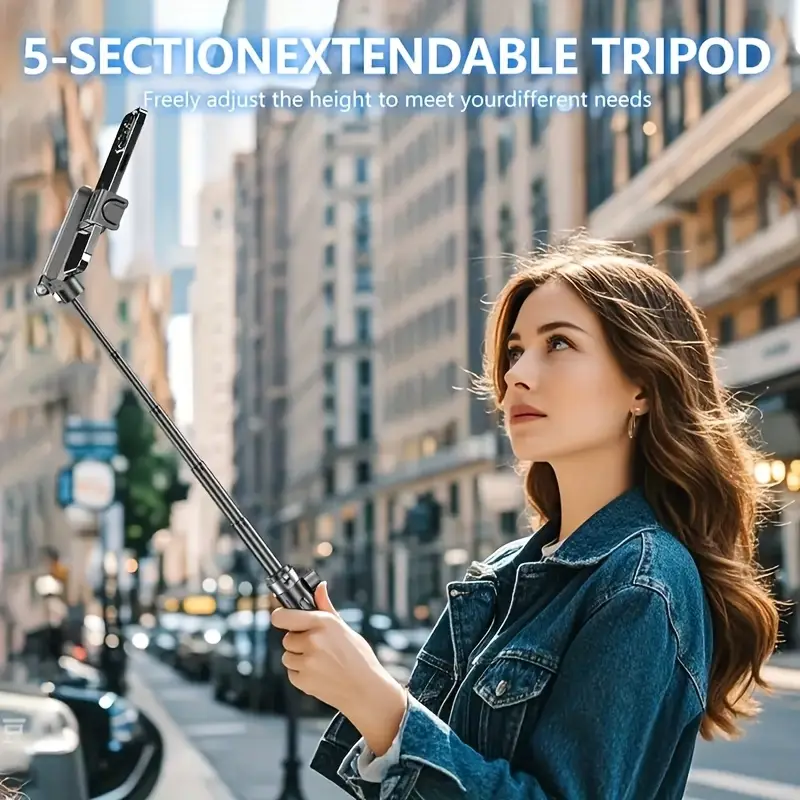 vara de selfie extensível de 16 polegadas com sem fio, suporte para smartphones giratório em 360°, altura ajustável por botão único, empunhadura estilo dslr, material abs à dágua, compatível com vários telefones para , viagens, caminhadas, transmissões e fotografia namorados, varinha de selfie para celular detalhes 5