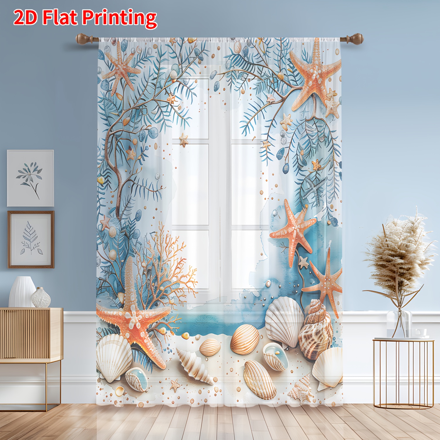 schicker muschel korallen druck vorhang stangen Temu Germany