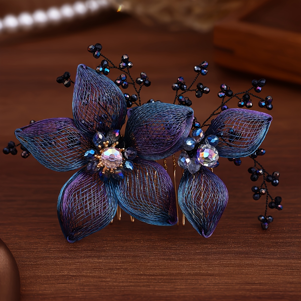 1pc Temperament Elegant Handmade Flower Plug Comb Headdress Retro Back Of Shaping Side Hair Comb Coiffure With Makeup Accessories