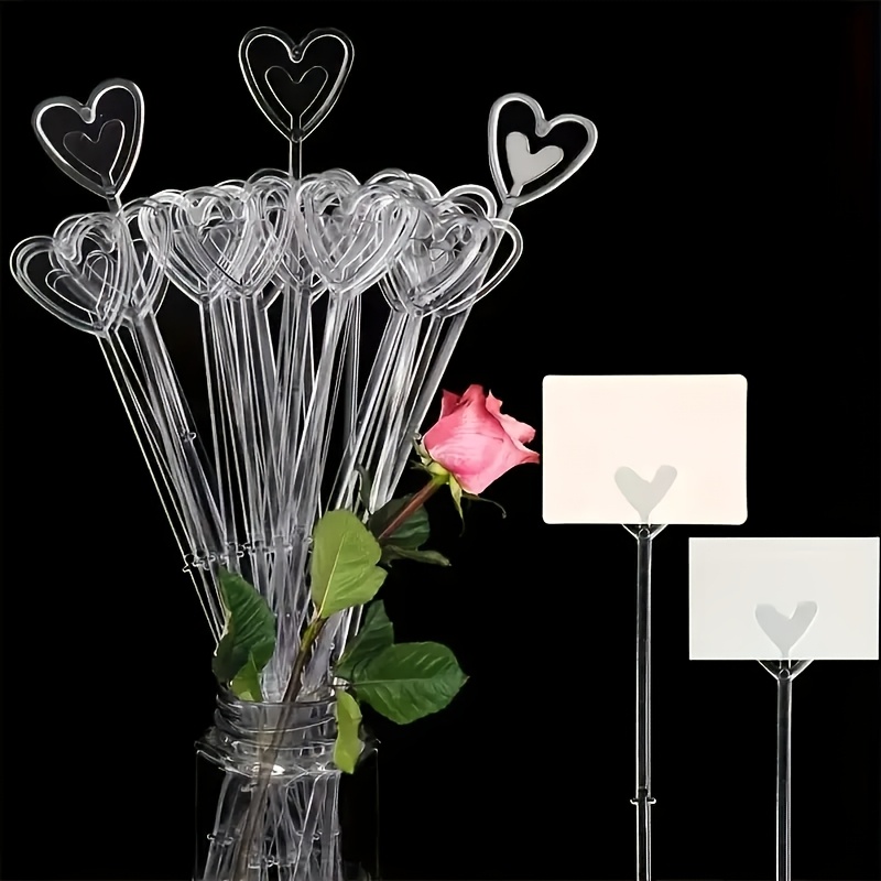 

40pcs Heart-shaped Flower Arrangement Inserts With Plastic Forks - Bouquets, Greeting Cards & Baking Decorations