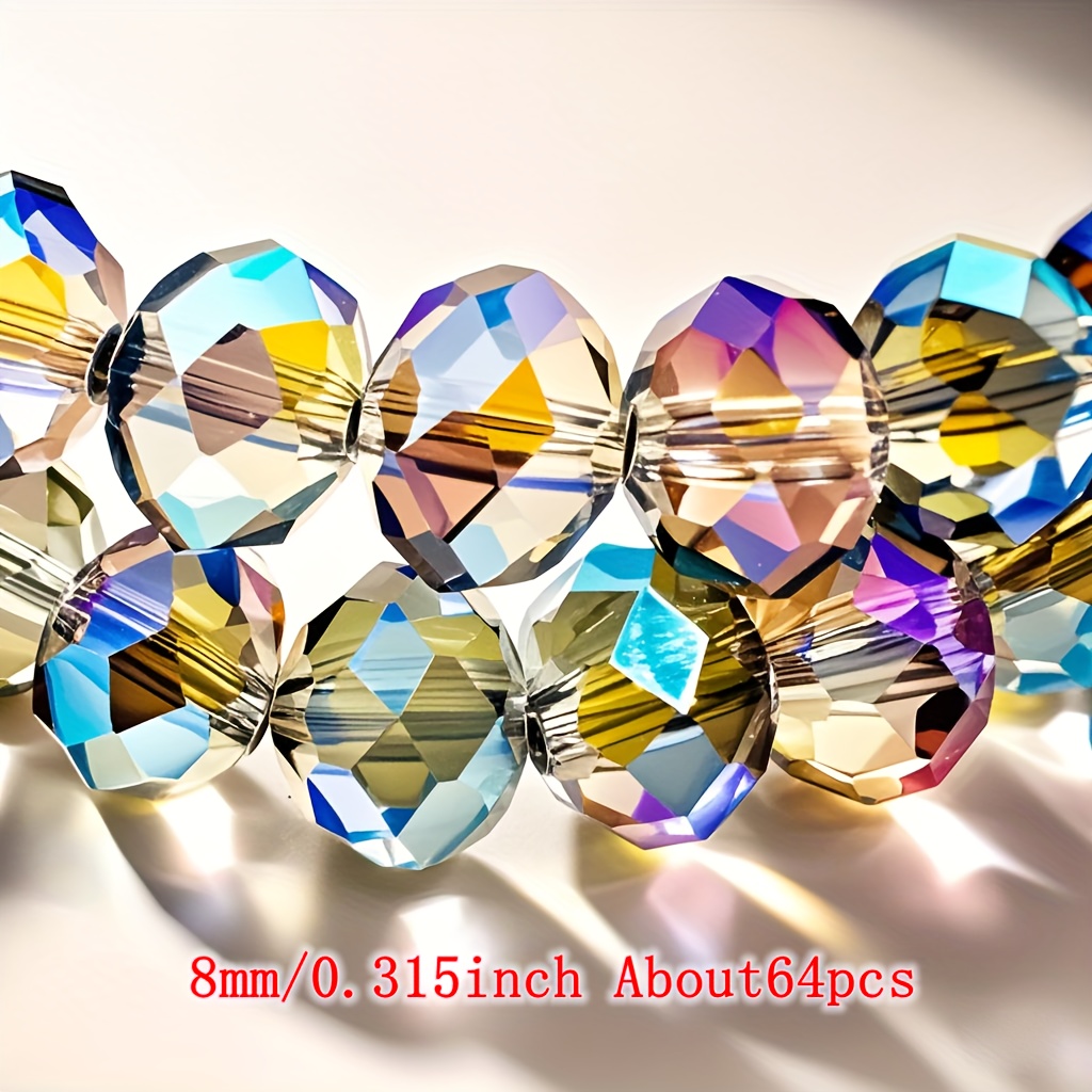 TEMU 116/84/64 pièces de perles artificielles cristal bleu éblouissant transparentes, 4/6/8mm facetées en couleur AB avec dispersé, adaptées pour la