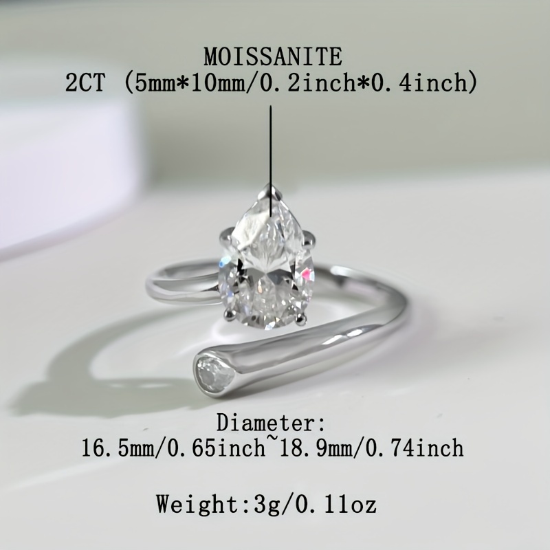 Boho Royal Style Pear Moissanite Engagement Ring in 925 Silver for Wedding