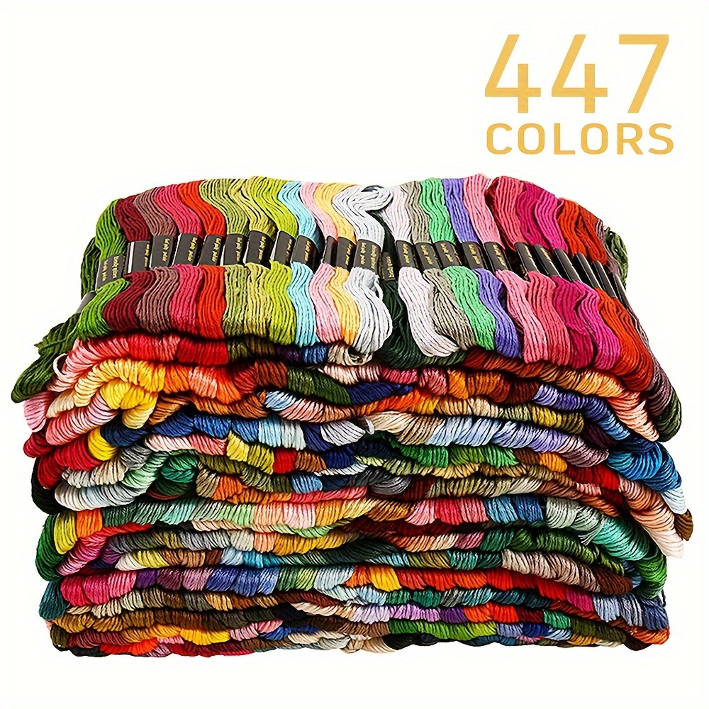 

Set of 447 shades of cotton thread for embroidery - Colorful assortment of threads for making friendship bracelets, crafts, and embroidery works