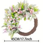 1 7 inches spring and summer floral wreath door hanging basket beautiful artificial spring and summer wreath welcome sign for the front door porch cottage decoration