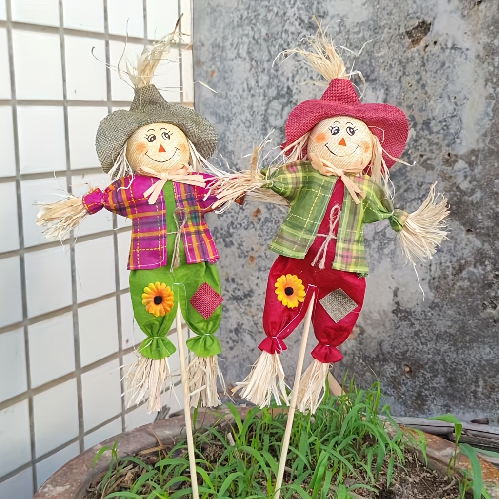 Image of 2pcs Decorations With Cute Fake Flowers And Hair, Perfect For Halloween, Home, Kitchen, Living Room & Bar Décor