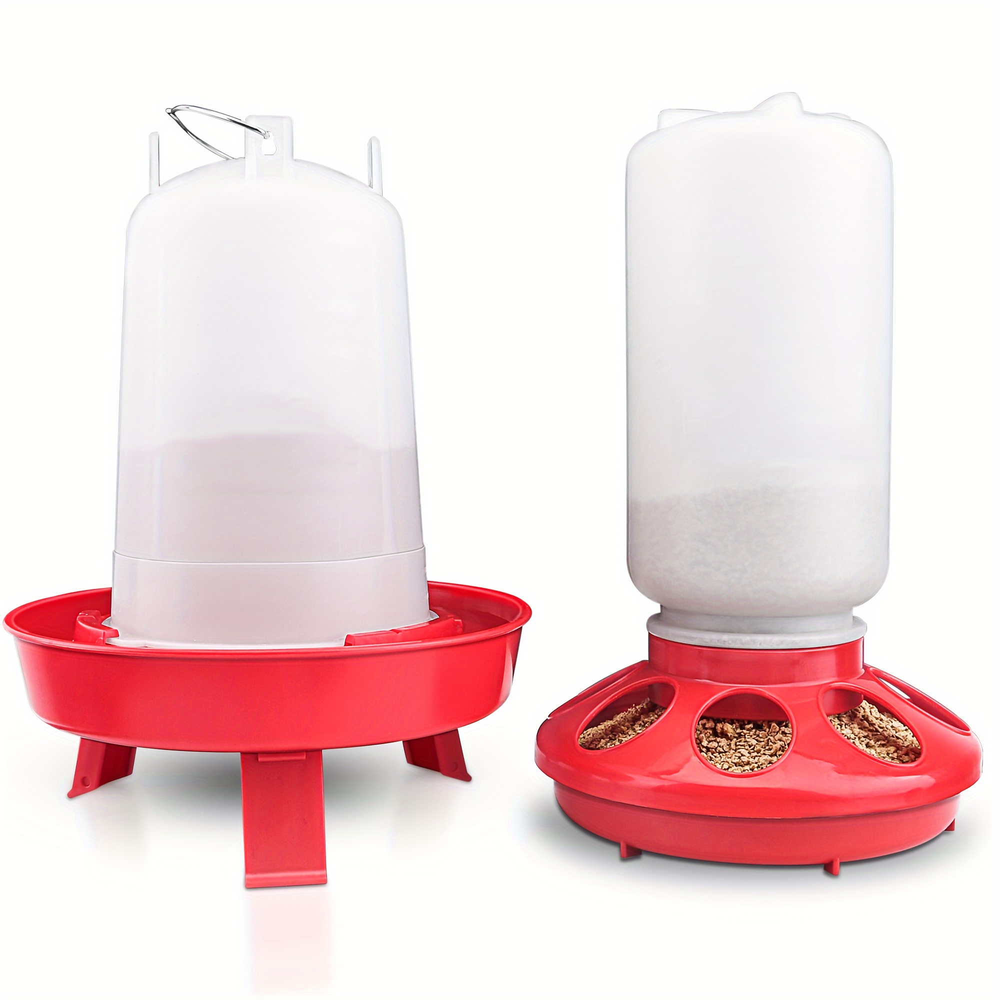 

1 Pack, Poultry Care Set, 1l Red Plastic Chicken Feeder & 1.5l Bpa-free Hanging Waterer, Durable Chick Feeder For Duckling Quail, Starter Kit With Translucent Design For Easy Level Check