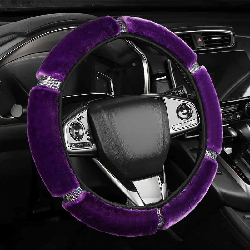 TEMU 15-inch Sparkling Sequin Plush Steering Wheel Cover For Women - No , Interior Accessory