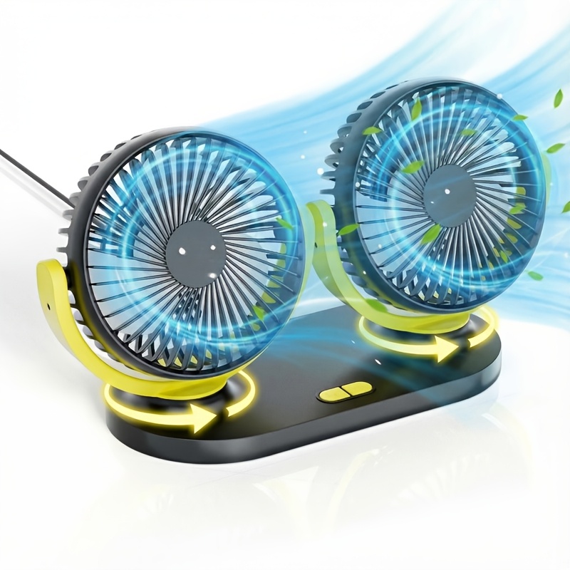 Car-mounted Dual-head Usb Fan 360° Rotation 180° Tilt Ultra-strong Airflow 5v Low & Home Use