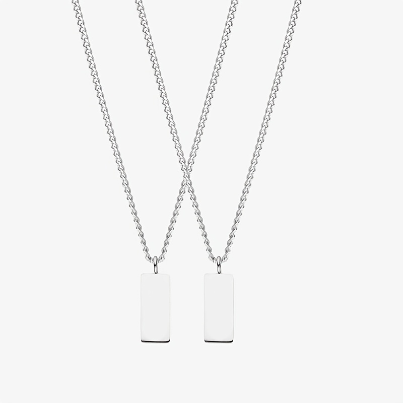 2pcs Personalized Couple's Necklace with Name and Date