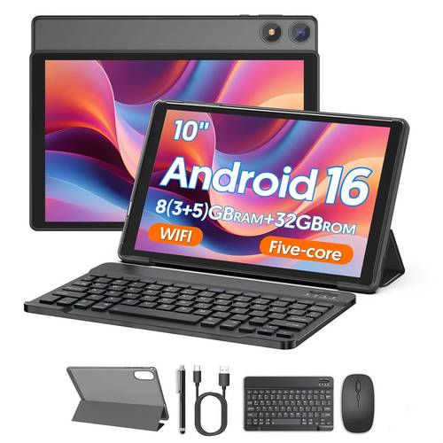 imagen del artículo tableta con : equipada con un procesador de , 8 gb (3 gb + 5 gb) de + 32 gb de rom, ampliable 1 tb, wifi de banda 5g, con pantalla táctil hd de 10 pulgadas 1280*800 para un rendimiento mejorado. cámaras duales (2 mp + 8 mp) y una