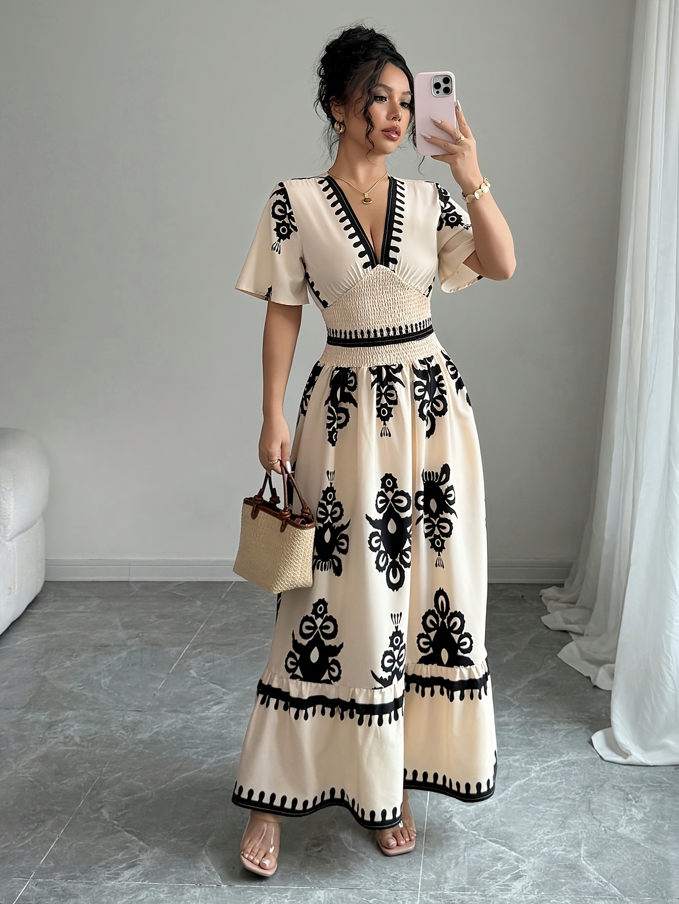 plus size white asymmetrical dress Vintage Retro 50s 60s Polka Dots Printed Short Sleeve Turn Down Collar –  Shequila's Fashions main image 0