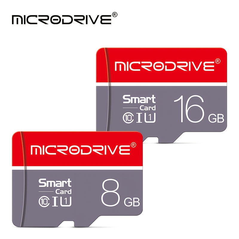 Adaptateur de carte TF haute vitesse MICRODRIVE rouge et gris, carte mémoire TF haute vitesse 64 Go, 32 Go, 16 Go, 8 Go, adapté au stockage de données sur tablettes, appareils photo, téléphones portables, équipements audio et machines d'apprentissage