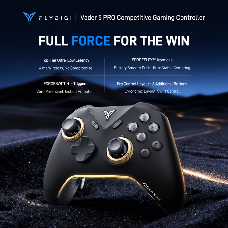 5 gaming controller with charging dock hall effect 1000hz rate ultra low latency 8 programmable buttons forceswitch triggers for pc switch
