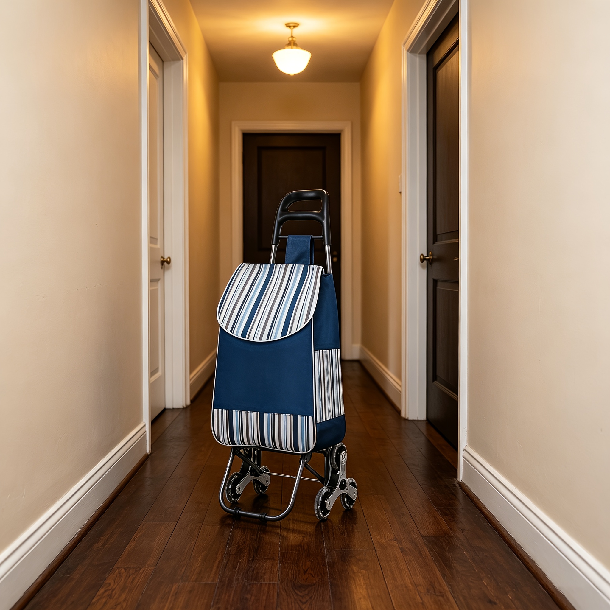 TEMU Household Folding Stair-climbing Shopping Cart, Thickened Frame, Large Capacity Detachable Shopping Bag, Supermarket Grocery Trolley, Portable