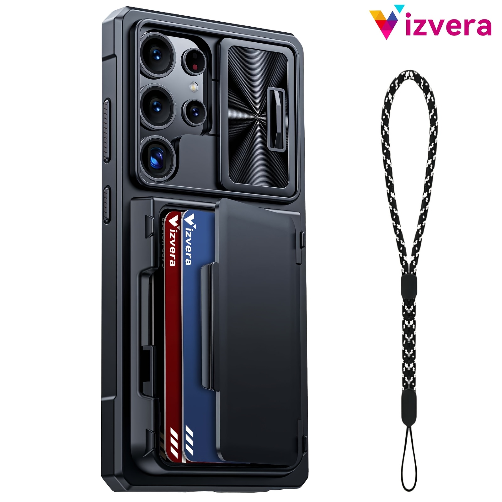 Image of Phone Case: For Galaxy S25 Ultra Case Wallet, Cards Holder (4 Cards) & Cover & Kickstand, For Women Men, Full Body Protective Pc Case For S25 Ultra 2025( Cell Phone Strap) Holiday Gifts For Family