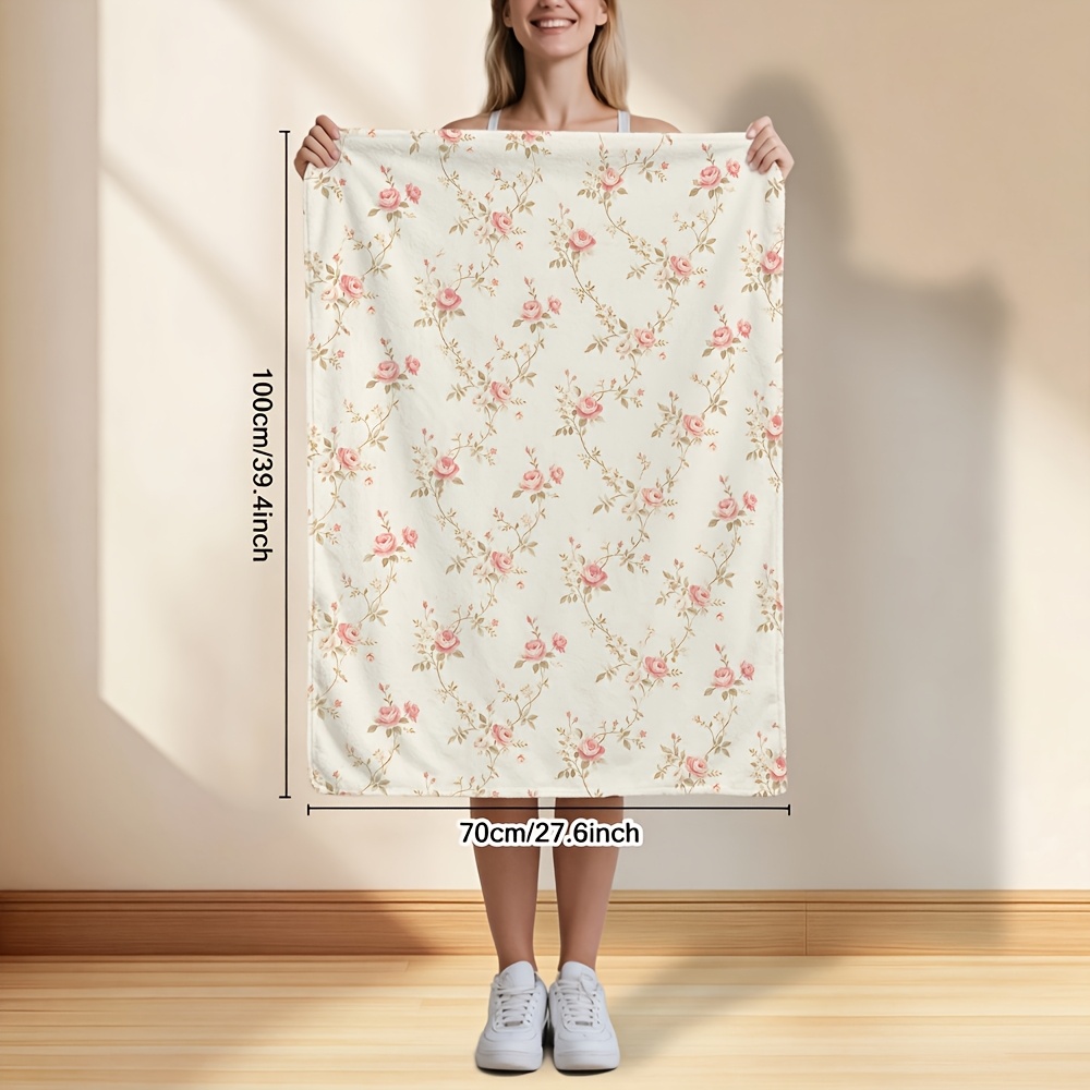 TEMU 1 Soft Midori Rose Flower Print Blanket, Made Of Soft Flannel Material, With A . The Fabric Is Soft And Used As A Sofa Cover Blanket, A Nap
