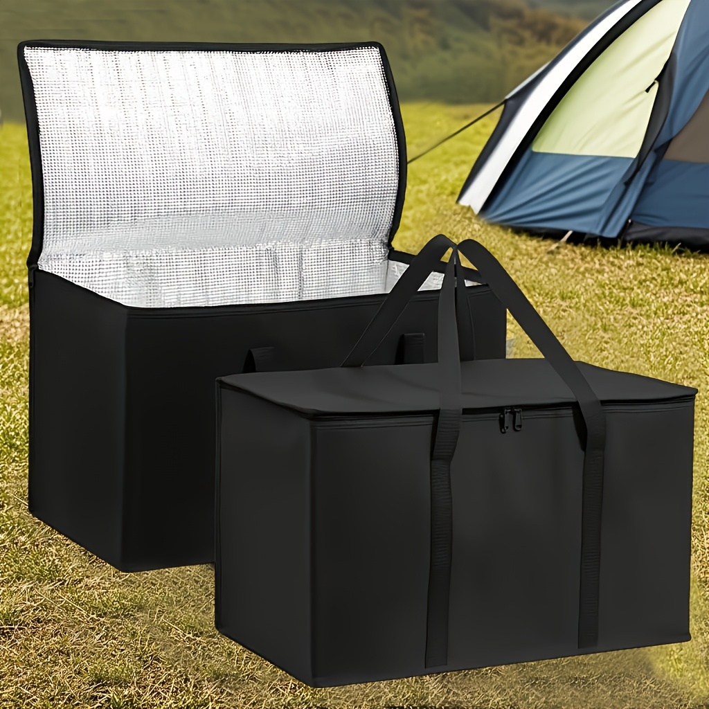 xl/große isoliertasche: outdoor-lebensmittel-kälte- und heißisolierung für stunden - camping-einkaufstasche, weiche kühlertasche, pizza-wärmer, leicht und  , reißverschluss sollte direkt mit lebensmitteln   gebracht werden 0
