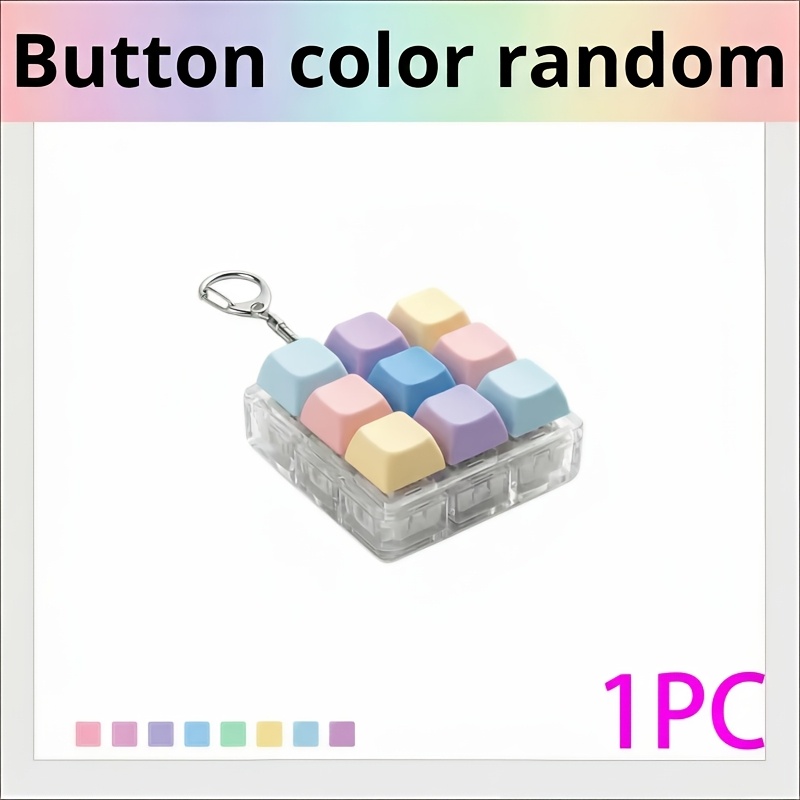 9-key Fidget Keychain, Portable Multi-button Clicker Toy, Colorful Relax Pendant For Children, Students And Office Use, Halloween And Christmas Gift(color Random)