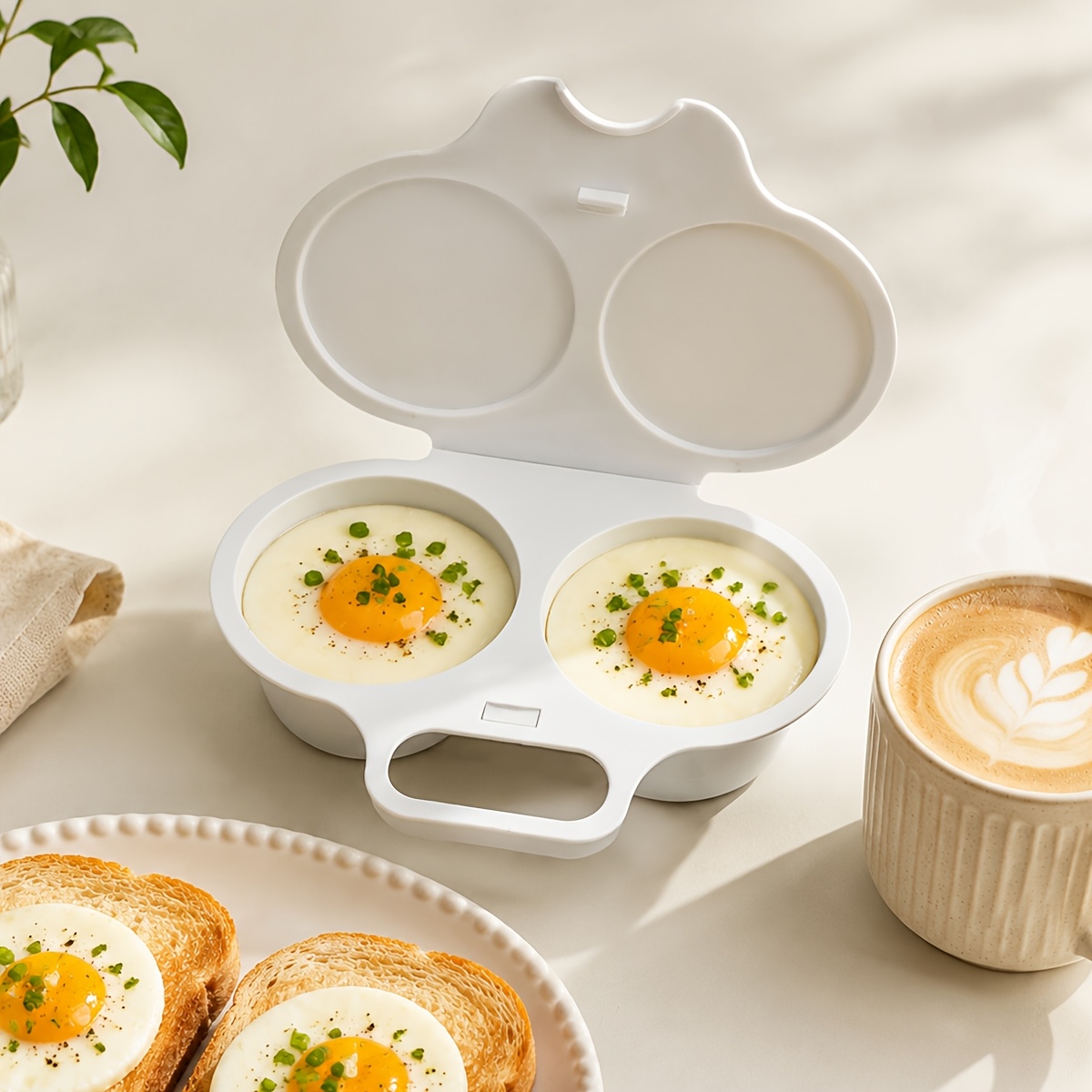 White Egg Steamer Box for Microwave Cooking