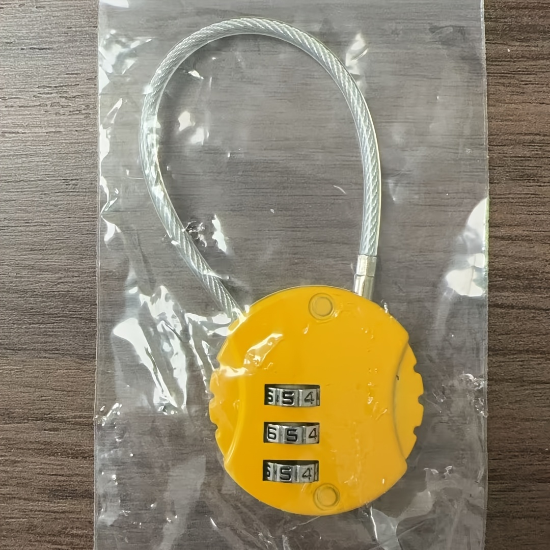 TEMU Cadenas à câble combiné avec un design de corps rond élégant, une serrure de sécurité clé à 3 chiffres, adapté aux armoires et valises