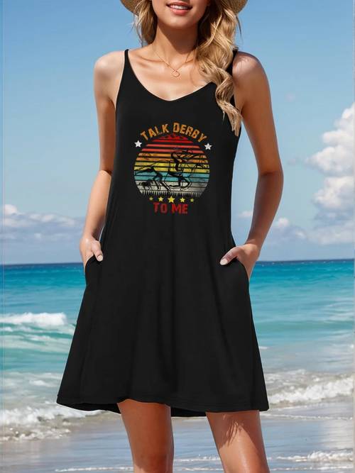 2022 horse spaghetti strap dress for women