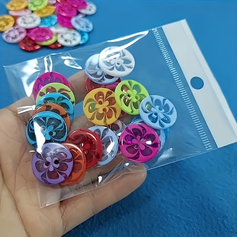 

100pcs Mixed Color Resin Flower Buttons, Two-hole Transparent Shirt Knitting Buttons For Diy Crafts And Clothing Sewing Accessories
