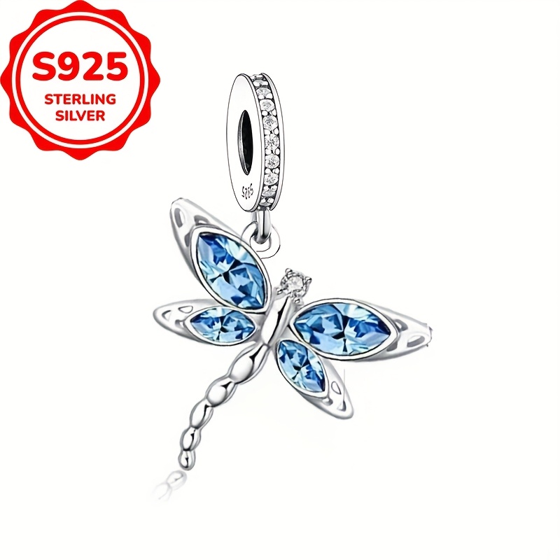 1pc 925 Silver Dragonfly Pendant Charms Beads For Making Gift