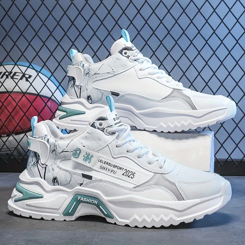 Tenis urbanos para hombre con diseño de bloques de color y suela gruesa, cómodos y antideslizantes, ideales para actividades al aire libre
