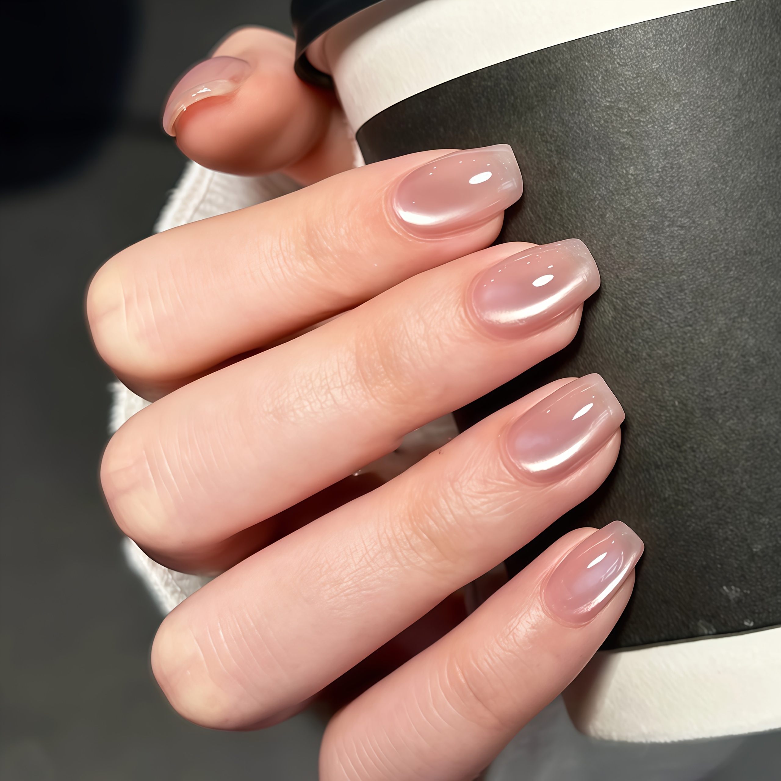 TEMU 30 Stück Rosa-Braune Katzenaugen-Abzieh-Nägel - Süße Minimalistische Quadratische Kunstnägel - Modische Vielseitige Europäische Amerikanische