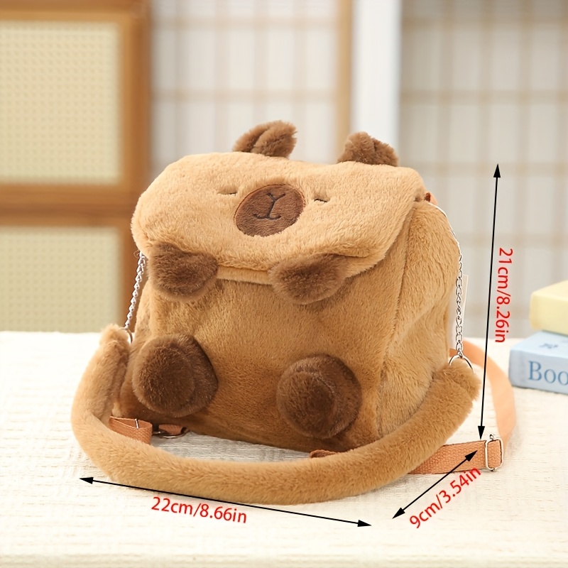 womens fashion backpack cartoon capybara plush backpack cute  display picture 1