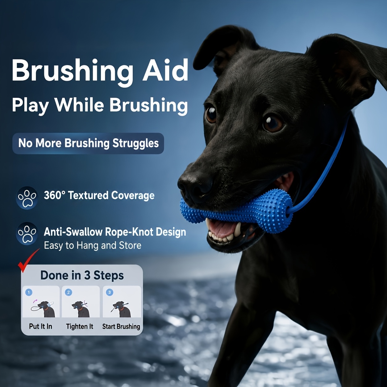 a new durable dog chew toy with an adjustable hanging rope and interactive pulling       versatile and   used for cleaning teeth in     used   at home and outdoors Product details 0
