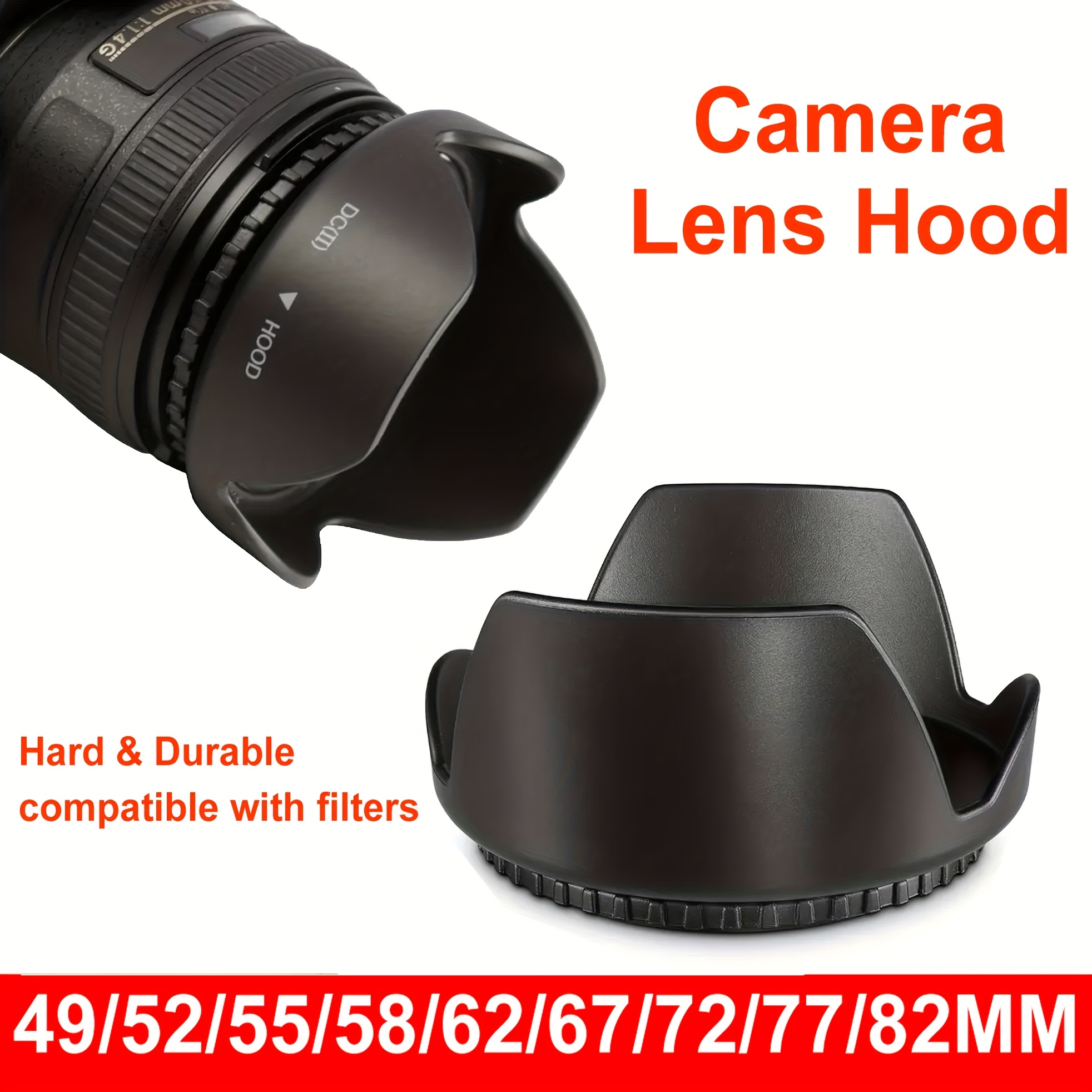 TEMU Set di a Forma di per Fotocamere Canon, Nikon, - Compatibile con 49mm/52mm/55mm/58mm/62mm/67mm/72mm/77mm/82mm - Cappuccio Protettivo per - e